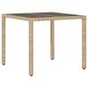 Garden Table with Glass Top Beige - 90x90 cm | HipoMarket