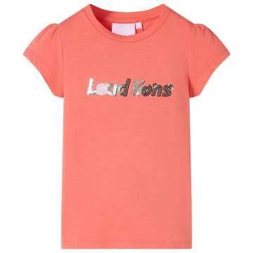 Kids' Coral T-shirt with Cap Sleeves - Size 128