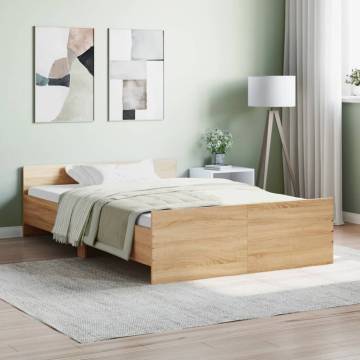 Sonoma Oak Bed Frame with Headboard & Footboard - 120x200 cm