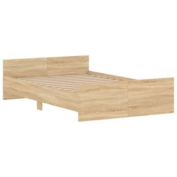 Sonoma Oak Bed Frame with Headboard & Footboard - 120x200 cm