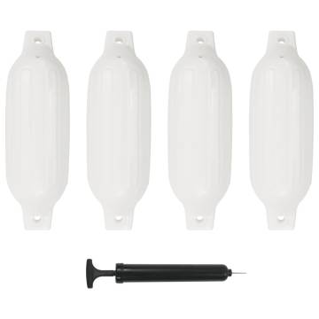 Boat Fender Set - 4 White PVC Fenders (41x11.5 cm)