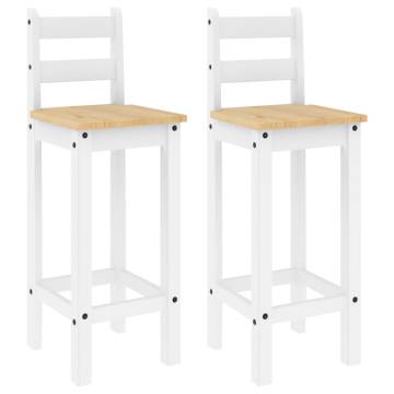 Bar Chairs 2 pcs White Solid Wood Pine | Stylish & Comfortable