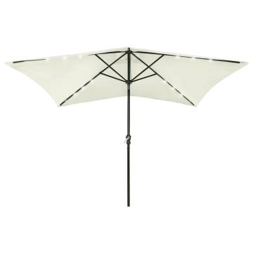 LED Parasol with Steel Pole - 2x3 m in Sand | HiPo Market