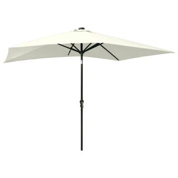 LED Parasol with Steel Pole - 2x3 m in Sand | HiPo Market