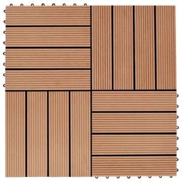 11 pcs WPC Decking Tiles - Teak Colour | Hipomarket