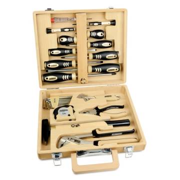 Brüder Mannesmann 24-Piece Tool Set in Bamboo Case | HipoMarket