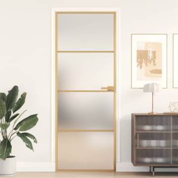 Interior Door Slim Golden 76x201.5 cm - Tempered Glass & Aluminium