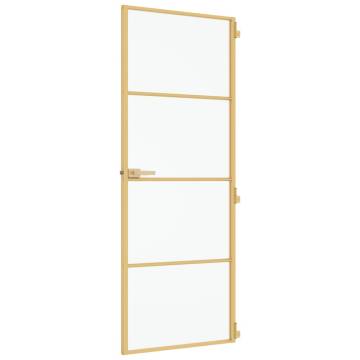 Interior Door Slim Golden 76x201.5 cm - Tempered Glass & Aluminium