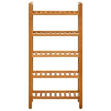 Solid Oak Shoe Rack with 5 Shelves - Space-Saving Design