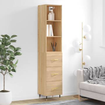 Stylish Highboard Sonoma Oak - 34.5x34x180 cm | HipoMarket