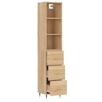 Stylish Highboard Sonoma Oak - 34.5x34x180 cm | HipoMarket