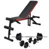 Adjustable Sit-up Bench with Barbell & Dumbbell Set - 60.5 kg