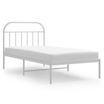 Metal Bed Frame with White Headboard - 107x203 cm | Hipo Market