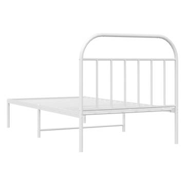 Metal Bed Frame with White Headboard - 107x203 cm | Hipo Market