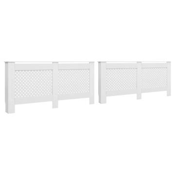 Stylish White Radiator Covers - 2 pcs MDF, 172x19x81.5cm