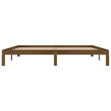 Honey Brown Solid Wood Pine Bed Frame - 200x200 cm