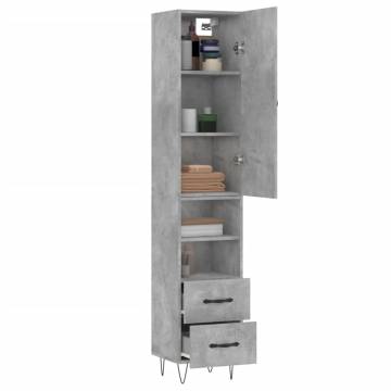 Stylish Concrete Grey Highboard - Engineered Wood 34.5x34x180 cm