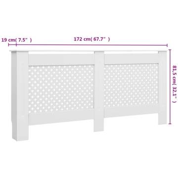 Stylish White Radiator Covers - 2 pcs MDF, 172x19x81.5cm