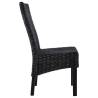 Dining Chairs Set - 6 Black Kubu Rattan & Mango Wood