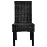 Dining Chairs Set - 6 Black Kubu Rattan & Mango Wood