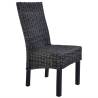 Dining Chairs Set - 6 Black Kubu Rattan & Mango Wood