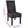 Dining Chairs Set - 6 Black Kubu Rattan & Mango Wood