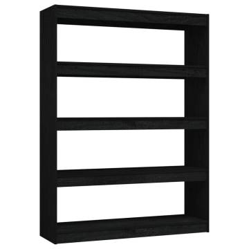 Stylish Black Book Cabinet & Room Divider - Solid Pinewood