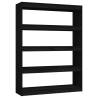 Stylish Black Book Cabinet & Room Divider - Solid Pinewood