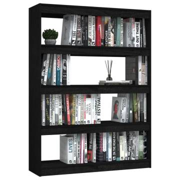 Stylish Black Book Cabinet & Room Divider - Solid Pinewood