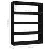 Stylish Black Book Cabinet & Room Divider - Solid Pinewood