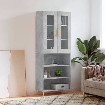 Elegant Concrete Grey Highboard - Stylish Storage Solution