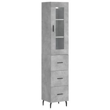 Elegant Concrete Grey Highboard - 34.5x34x180 cm