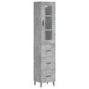 Elegant Concrete Grey Highboard - 34.5x34x180 cm