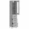 Elegant Concrete Grey Highboard - 34.5x34x180 cm