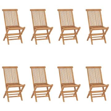 Folding Garden Chairs Set - 8 Pcs Solid Teak Wood