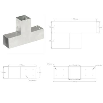 Post Connector T Shape Galvanised Metal 71x71 mm | HiPoMarket