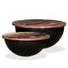 Coffee Table Set 2 Pieces Solid Reclaimed Wood Black Bowl Shape Colour black Size 60 x 27 cm Quantity in Package 2 