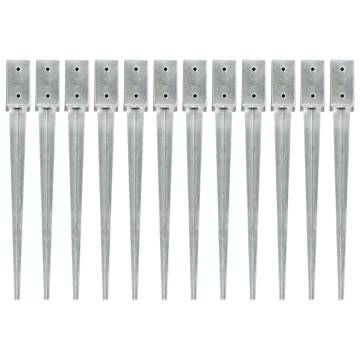 Ground Spikes 12 pcs Silver 7x7x75 cm Galvanised Steel