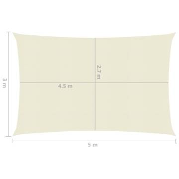 Sunshade Sail 3x5 m Cream - 160 g/m² HDPE Outdoor Protection