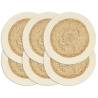 Placemats 6 pcs Plain Natural 38 cm Round Jute and Cotton