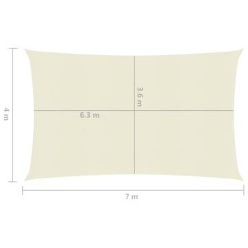 Cream Sunshade Sail 4x7m - Mould & UV Resistant HDPE