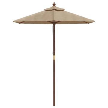 Garden Parasol with Wooden Pole - Taupe 196x231 cm