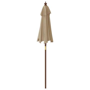 Garden Parasol with Wooden Pole - Taupe 196x231 cm