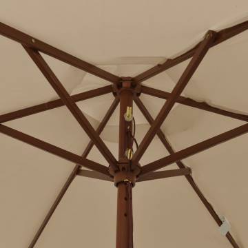 Garden Parasol with Wooden Pole - Taupe 196x231 cm