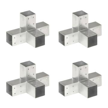 Post Connectors - Galvanised Metal 71x71 mm | 4 pcs X Shape