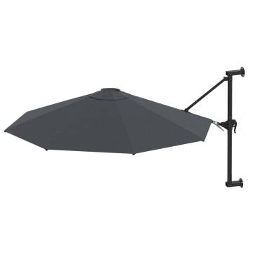 Wall-Mounted Parasol with Metal Pole - 300 cm Anthracite | Hipomarket