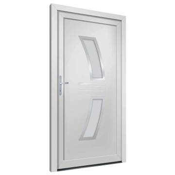 Elegant White PVC Front Door 108x208 cm for Home Security