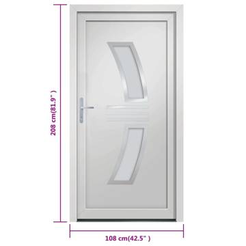 Elegant White PVC Front Door 108x208 cm for Home Security