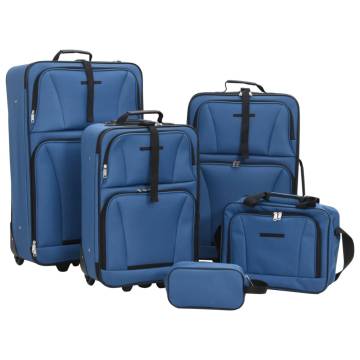 5 Piece Blue Travel Luggage Set - Durable & Spacious