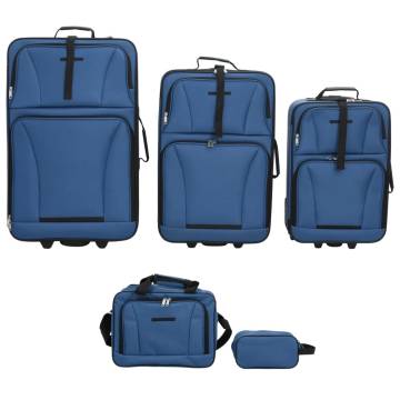 5 Piece Blue Travel Luggage Set - Durable & Spacious